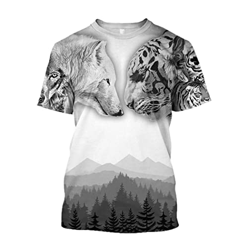 T-shirt tigre 3D Harajuku manches courtes homme vêtement streetwear L
