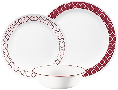 Corelle 18-piece Dinner Set, Mystic Grey, Service for 6, Chip Resistant Dinnerware, includes 26cm dinner plates, 17cm salad / side plates and 530ml soup / cereal bowls