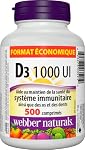 Webber Naturals Vitamine D3 1000 UI, 500 Comprimés, Pour des Os et des Dents Sains, et le Maintien d'une Bonne Santé