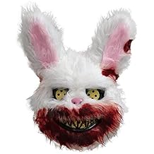 Halloween Scary Mask Bloody Plush Rabbit Headgear Creepy Bunny Mask Bloody Head Bear Cosplay Costume Halloween Decor