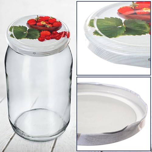 KADAX 50er Set Schraubdeckel TO66 ⌀ 66mm Sommerobst – Twist-Off Ersatzdeckel für 235-900ml Einmach- & Marmeladengläser… – Ansicht 2