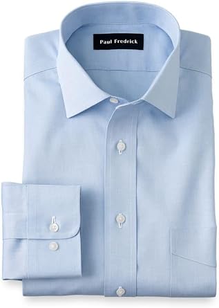 Paul Fredrick Mens Non-Iron Pinpoint Spread Collar Button Cuffs Dress Shirt