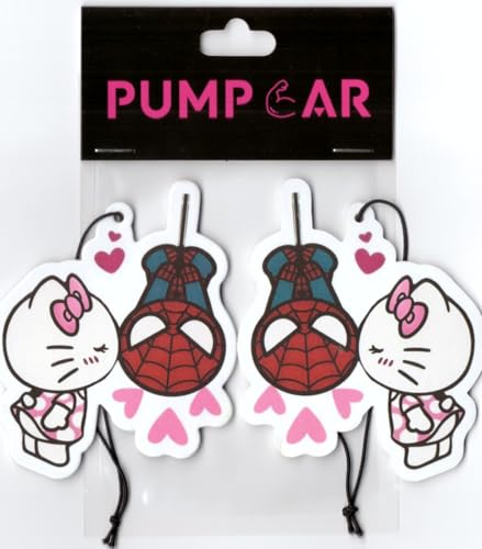 PumpCar 2 pieces spidey-kitty double-sided hanging cartoon cherry-scented funny car air freshener Cool spider kitty hanging for rearview mirror Interior Accessories Gifts