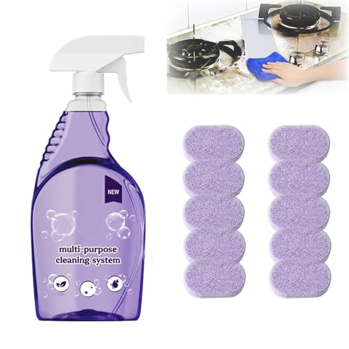 iYanoc All-Purpose Cleaning Spray, The All-In-One Solution For Every Stain, Multi-Surface Cleaner for Home, Kitchen, Bathroom(10Tablet+1 Bottle)