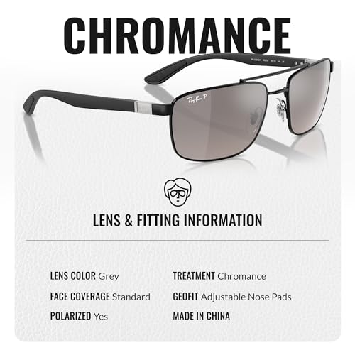 Image of Ray-Ban RB3737 CHROMANCE POLARIZED Rectangle Shape Sunglasses for Men & Women with Official Eyewear Kit