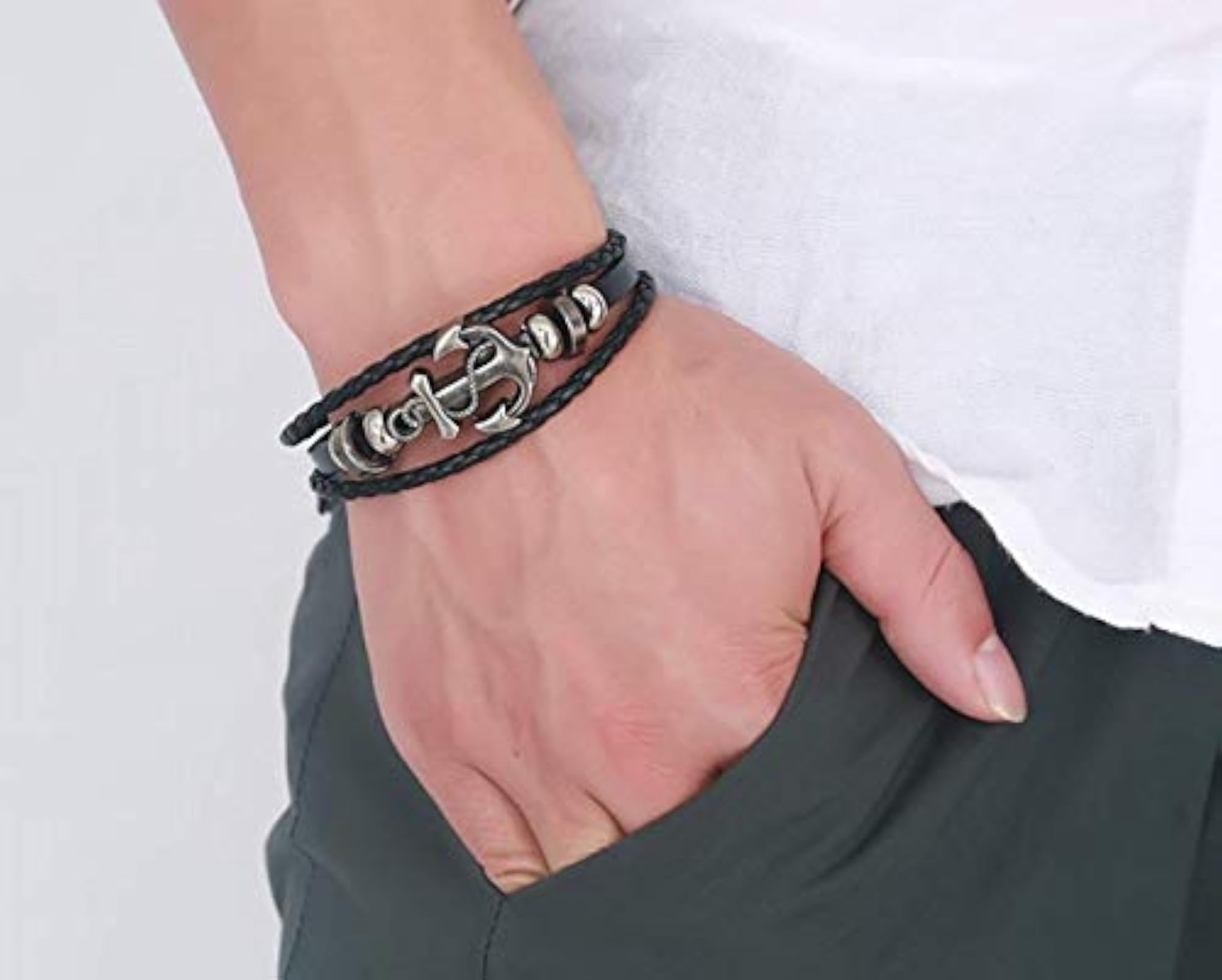 Stylish Leather Strand Bracelet
