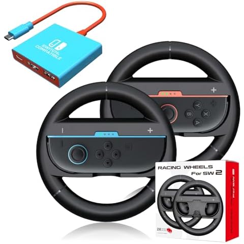 Switch2 Steering Wheels for Mario Kart World, Switch Dock for Switch(2017)/ OLED Bundel Deal Off Cover
