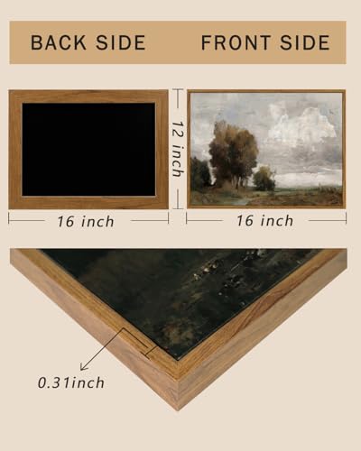 Image of ARPEOTCY Vintage Framed Wall Art, Bedroom Bathroom Rustic Landscape Country Pictures Wall Decor, Canvas Prints Farmhouse Paintings, Neutral Home Decorations for Living Room, 12x16 inch