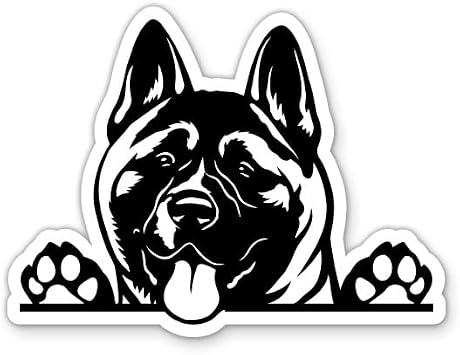 American Akita Dog Peeking Sticker, 3 in | For Water Bottle, Phone, Car, Tumbler, Laptop, Waterproof Vinyl