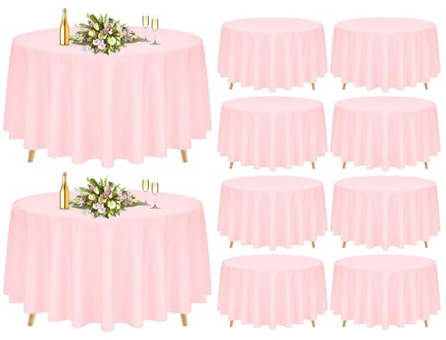 Pesonlook 10 Pack 120 Inch Pink Round Table Cloths, Premium Polyester Round Tablecloth Wrinkle Resistant Washable Table Cover for Wedding, Party, Dining,Banquet,Buffet Table by Pesonlook - Used condition - US$84.17