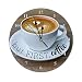 VinMea PVC Wall Clock with Funny But First Coffee Cup Kitchen Round Wall Clock for Home Wall Office Decoration 10 Inches