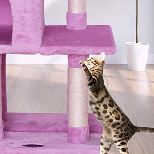 Kiyumi Cat Tree Cat Tower Condo With Sisal Scratching Post For Indoor Cats Cat Tree Cat Furniture With Hammock Perch And Kitten Ball Toys, Multi-Level Pet Activity Center #TOP4