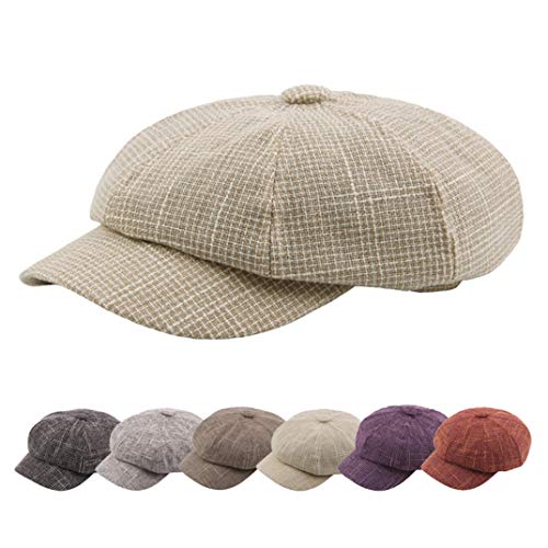Plaid Newsboy Cap For Woman Retro Flat Baker Hat Ladies Casual Spring Autumn Vintage Gatsby Caps Purple #TOP1