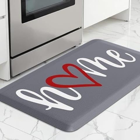 HappyTrends Kitchen Mat Cushioned Anti-Fatigue Rug Non-Slip Kitchen Rugs Stain Resistant Ergonomic Comfort Mat for Floor, Office, Sink, Laundry (17.3"x 28", Grey) Cover