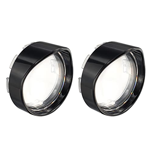 NTHREEAUTO Clear Bullet Turn Signal Lens Cover with Black Visors Bezels Compatible with Harley Sportster Dyna Street Electra Glide Road King Fatboy