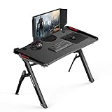 ✔ Durable & Estable - Hecho de tablero de partículas con textura de fibra de carbono antideslizante; Patas de acero laminado resistentes. Gran espacio de juegos para monitores de tu computadora, teclado para juegos. Incluye un tapete gratuito.