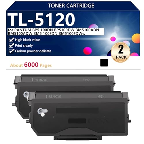 Image of TL-5120 Toner Cartridges Compatible for PANTUM BP5 100DN BP5100DW BM5100ADN BM5100ADW BM5 100FDN BM5100FDWW Printer, High Yield 6000 Pages,Black-2 pack