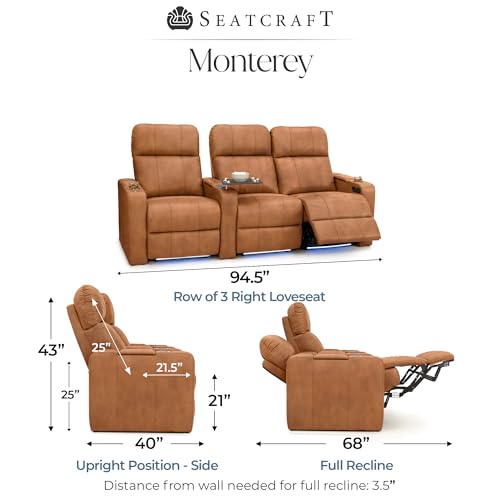 Image of Seatcraft Monterey Home Theater Seating Tawny Row of 3 Right Loveseat