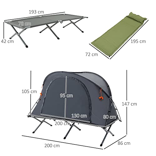 Feldbett mit Zelt von Outsunny – Campingbett mit erhöhter Konstruktion