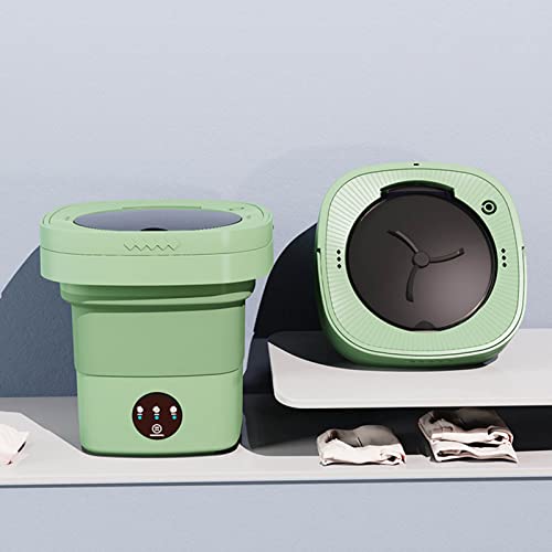 Zerone 6.5L Mini Washer, Portable Washing Machine Folding Portable Automatic Deep Wash and Spin Dry Washer with Water Tube 100?240V for Socks,Towels (Green)