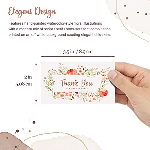 Danksagungskarten im Blumenmuster, 100er-Pack, 2 x 3,5 cm, Visitenkartengröße