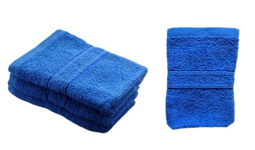 Image of 3 Pack Face Cloths Face Flannels 100% Egyptian Cotton Face Towel Colour Blue