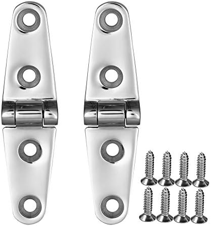 Boat Strap Hinges 4" x 1" 316 Stainless Steel Hinge,Marine Heavy Duty Deck Cupboard Hinge,Cabinet Hatch Hardware,Pack of 2