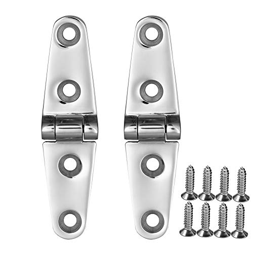 Boat Strap Hinges 4" X 1" 316 Stainless Steel Hinge,Marine Heavy Duty Deck Cupboard Hinge,Cabinet Hatch Hardware,Pack Of 2 #TOP6