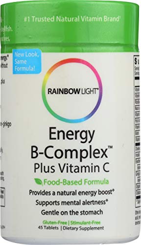 Rainbow Light - Energy B-Complex Plus Vitamin C, High-Potency Support for Natural Energy Production and Mental Clarity with B Vitamins, Choline and Eleuthero, Gluten-Free, Stimulant-Free, 45 Tablets