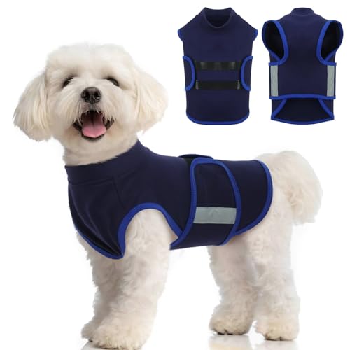 MIGOHI Dog Anxiety Relief Coat,Comfort Anxiety Vest for Dogs,Adjustable Anxiety Calming Wrap for Fireworks,Travel, Separation, Dog Anxiety Jacket for Small Dogs,M,NavyBlue by MIGOHI - Used condition - US$23.74