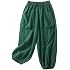 Loose Fit Linen Pants with Elastic Waistband and Large Patch Pockets for Casual Daily Wear Unisex Style