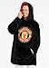 Manchester United F.C. Oversized Hoodie Blanket For Men, Man U Football Gifts (Black)