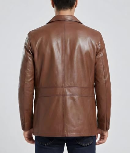Image of TLC Genuine Leather Blazer Men | Notched Collar Classic Gentleman Style Leather Coats for Men