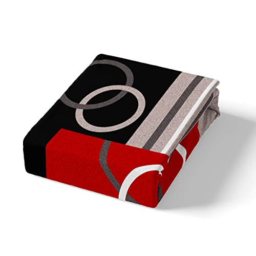 Erosebridal Modern Red Grey Black Stripes Sheet Set Geometric Bed Sheets Queen Size Retro Circle Swirls Bedding Set Bedroom Decor Modern Abstract Texture Color Art Fitted Sheet #TOP1
