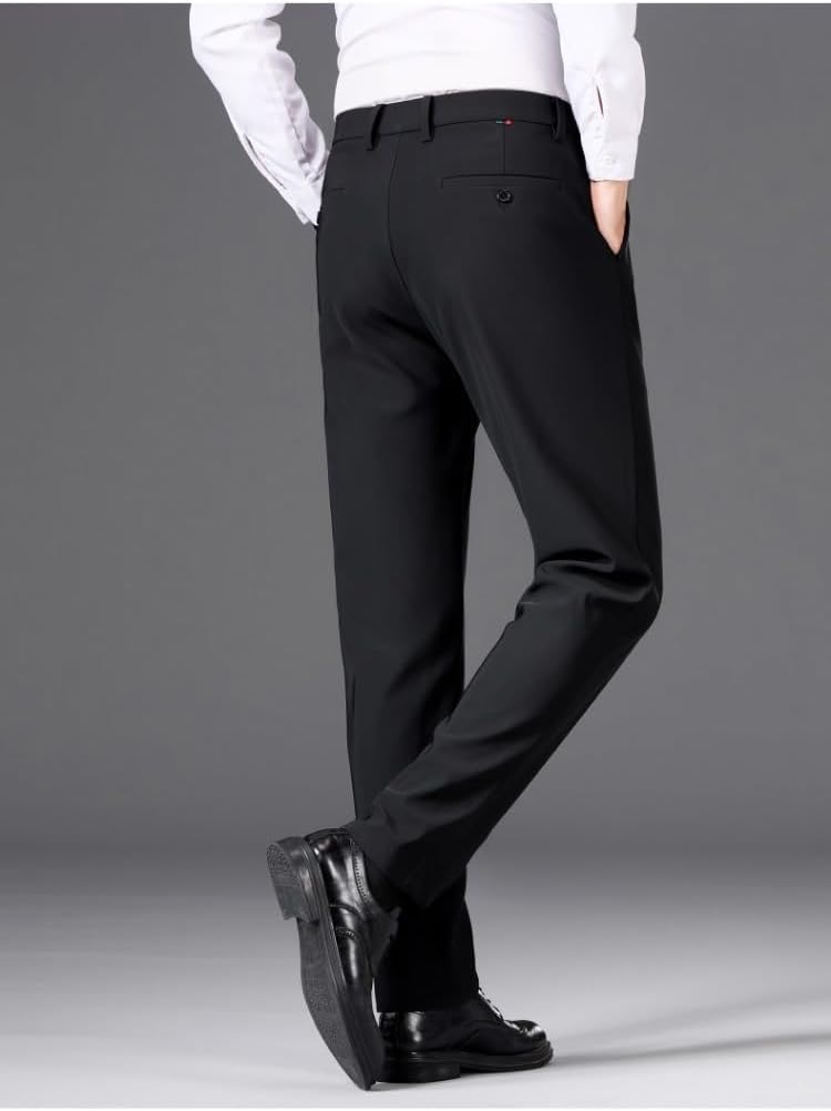 Men's Wrinkle Free Dress Pants Spring Autumn Business Suit Pants Loose Casual Long Trousers for Men