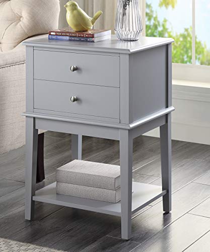 Conifferism Grey Nightstand With 2 Drawers Tall 28", Wood Modern End Table Storage Shelf For Living Room, Large Bed Side Table For Bedrooms #TOP20