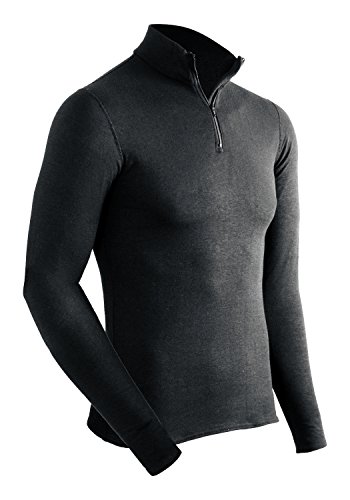 ColdPruf Men's Extreme Performance Base Layer 1/4 Zip Mock Neck Top, Black, Medium Extreme Performance Men's Mock Zip