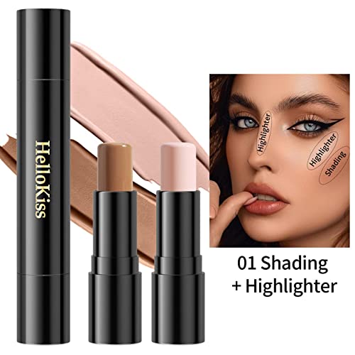 Bastão de contornos de realce,2 em 1 Bastão de sombreamento para maquiagem para modelar o rosto | Fa