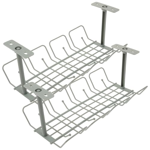 OATIPHO Organizador de Cables bajo Escritorio 2 Piezas Bandeja Portacables sin Taladro Soporte para Regletas y Cables Color Verde Oscuro Gestión Ordenada para Oficina y Hogar