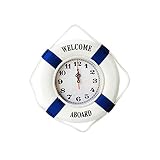 ZAANU Mediterrane Wohnaccessoires, hängende Rettungsring-Wanduhr, Nicht im Lieferumfang enthalten. Batterie /634
