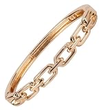 SPUNKYsoul "Lydia" Signature Gold Chain Cuff Bracelet with Hinge and Snap Closure – Polished Link Bangle Bracelet with Modern Minimalist Style and Structured Fit (Gold Thin Link)