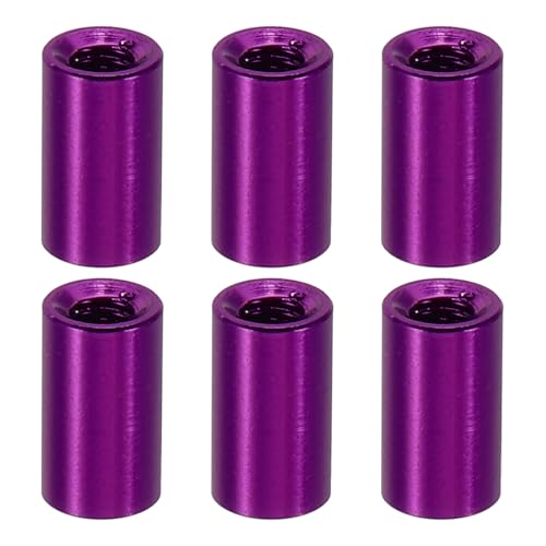 PATIKIL 6pcs M3 écrous entretoise fileté métal, espaceurs aluminium rond accouplement femelle, 1/8" ID x 3/16" OD x 3/8" L violet