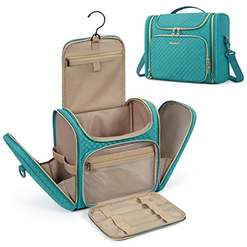 BAGSMART Toiletry Bag, Travel Toiletry Bag for Women, Water-resistant Cosmetic Makeup Bag, Large Capacity Travel Organizer for Full Sized Toiletries and Cosmetics, Blue