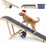 Extra Large Dog Ramp 63‘’L for High Bed, Couch & SUV – 200 Lb Heavy Duty Solid Wood Pet Ramp, 4 Adjustable Height – Portable Stable Non-Slip Steps for Medium to XL Dogs