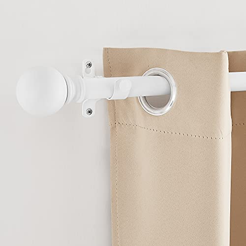 Nicetown Adjustable Window Drapery Corner Curtain Rod 1 1/8 Diameter Modern Ball Finials Rod Set Decorative For Kitchen/Cafe, 28-48" Length, Matte White #TOP3