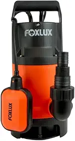 Bomba Submersível Foxlux 1CV 750W 220V Água Limpa e Suja 13000L/h com Boia Automática IP68 para Drenagem Esgotamento Cisternas e Reservatórios