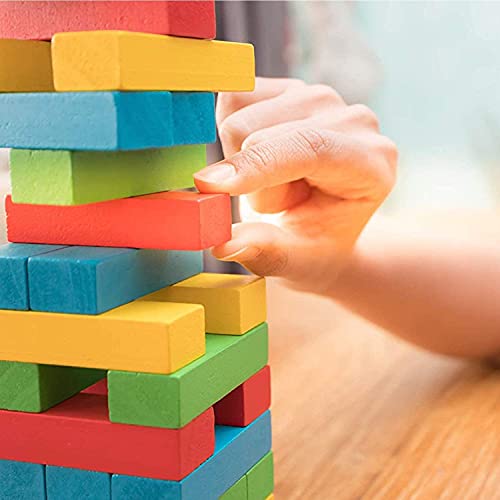 Image of PLUSPOINT 48 Pcs Colourful Wooden Blocks Indoor Balancing & Building Game, Montessori Wooden Toys, Kids Activity Tower Block for Cognitive Development & Fun Family Game Gift for Kids and Adults
