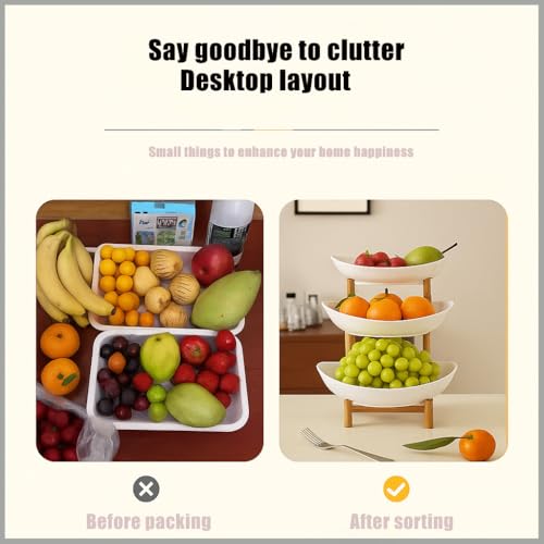 Zosebffej Fruit Bowl With Bamboo Wood Stand, Fruit&Vegetable Candy Dish Decor Basket for Kitchen Counter，Large Capacity Vegetable Storage Stand Snacks Rack Tray Plate Rack by Zosebffej - Image 6