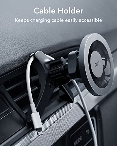 Esr Magnetic Car Mount (Halolock), Compatible With Magsafe Car Mount, Magnetic Phone Holder For Car, Air Vent Car Phone Mount For Iphone 14/13/12 Series, Car Accessories, Strong Magnets, Metallic Grey #TOP7