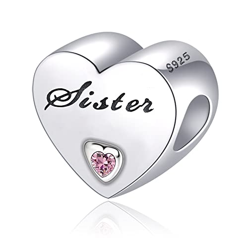 Love Heart Charm S925 Sterling Silver Heart Beads pour maman soeur grand-mère fille tante femme papa Cover